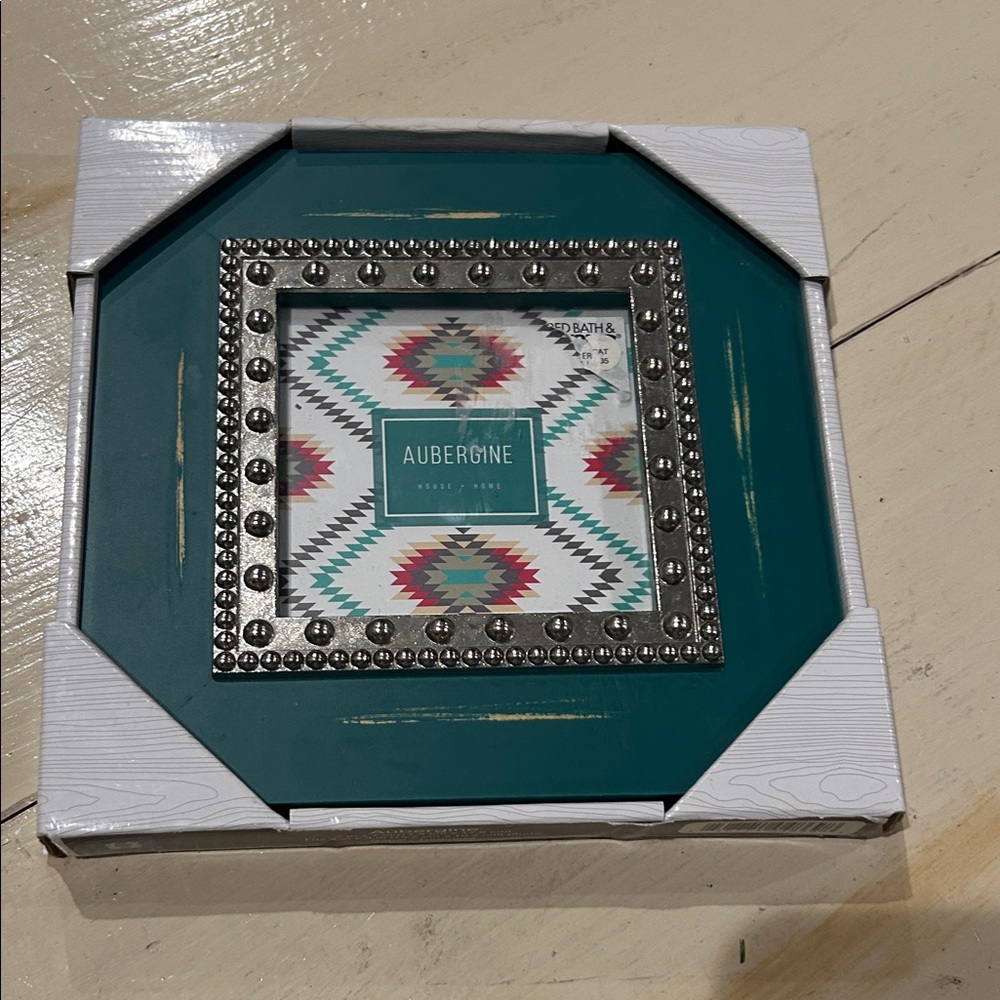 Teal and Silver Studded Picture Frame